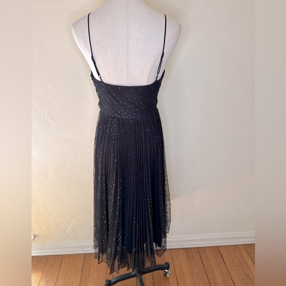 Betsey Johnson black beaded spaghetti strap tulle dress w/Greek waist Size 4 - Picture 2 of 6